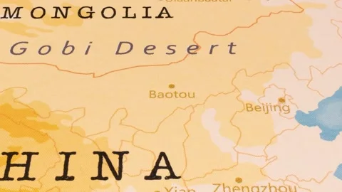 A Rotating Map Centered on Baotou. Stock Footage 243474003
