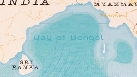 A Rotating Map Centered on Bay of Bengal. Stock Footage 243474048