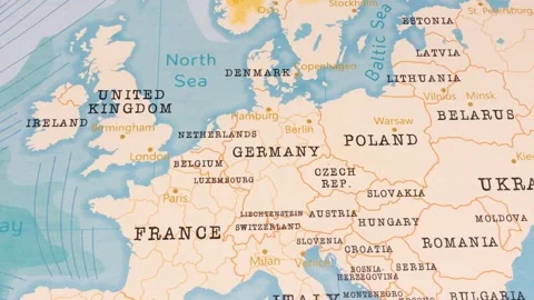 A Rotating Map Centered on Berlin, Hamburg, Germany. Stock Footage 243444359