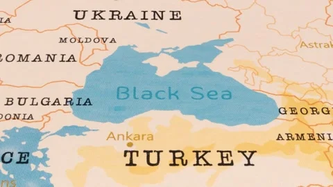 A Rotating Map Centered on Black Sea. Stock Footage 243474144