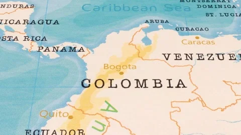 A Rotating Map Centered on Bogota. Stock Footage 243474175