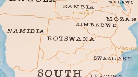 A Rotating Map Centered on Botswana. Stock Footage 243474203