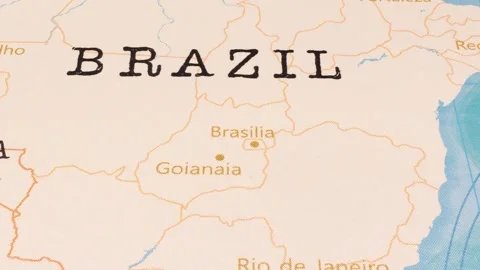 A Rotating Map Centered on Brasilia. Stock Footage 243474201