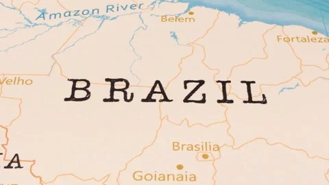A Rotating Map Centered on Brazil. Stock Footage 243474208