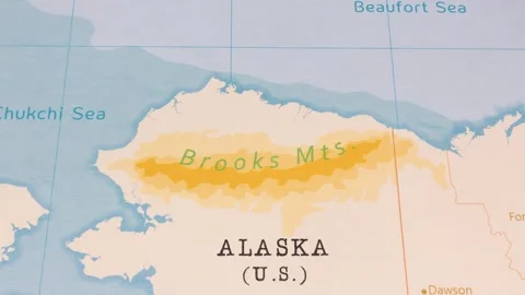 A Rotating Map Centered on Brooks Mountains. Stock Footage 243443748