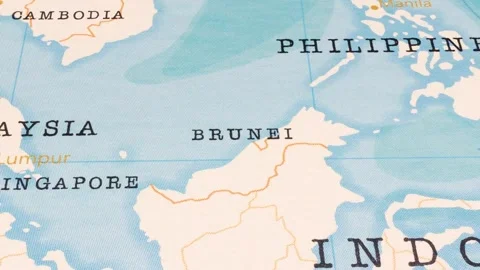 A Rotating Map Centered on Brunei. Stock Footage 243474245