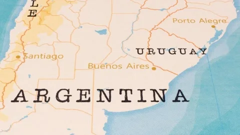 A Rotating Map Centered on Buenos Aires. Stock Footage 243474244