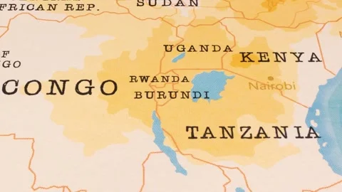 A Rotating Map Centered on Burundi. 스톡 동영상 243474271