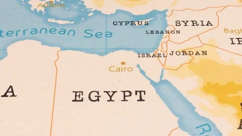A Rotating Map Centered on Cairo. Stock Footage 243474293