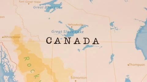 A Rotating Map Centered on Canada. Stock Footage 243443863