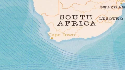 A Rotating Map Centered on Cape Town. Stock Footage 243474361