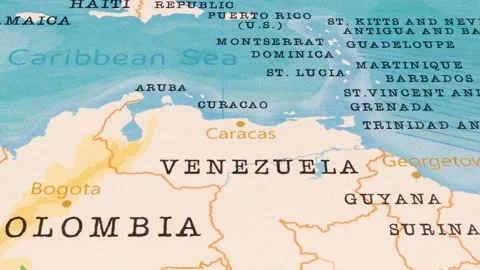 A Rotating Map Centered on Caracas. Stock Footage 243474348