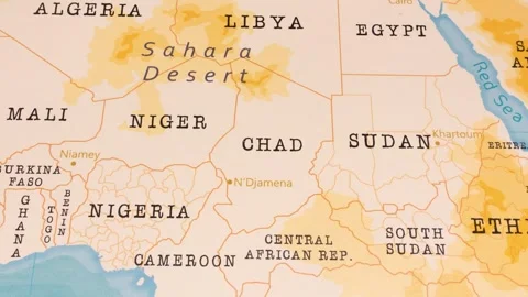 A Rotating Map Centered on Chad. Stock Footage 243443971