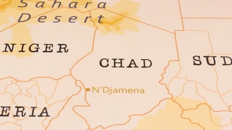 A Rotating Map Centered on Chad. Stock Footage 243474421