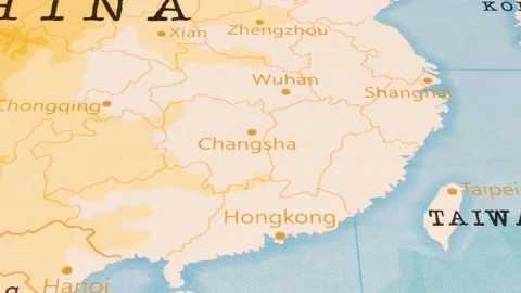 A Rotating Map Centered on Changsha. Stock Footage 243474422