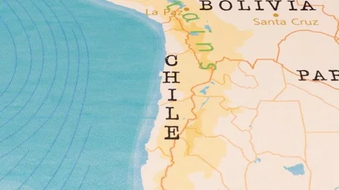 A Rotating Map Centered on Chile. Stock Footage 243474405