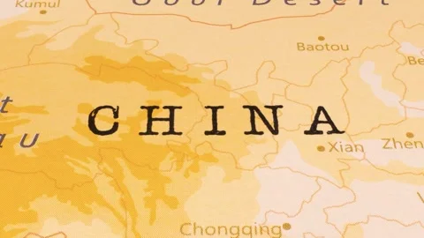 A Rotating Map Centered on China. Stock Footage 243474433
