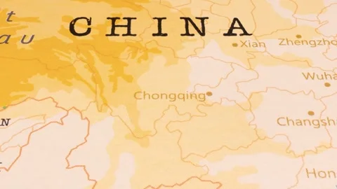 A Rotating Map Centered on Chongqing. Stock Footage 243474453