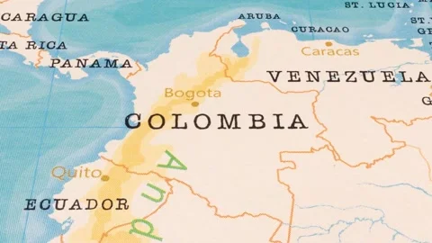 A Rotating Map Centered on Colombia. Stock Footage 243474455