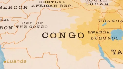 A Rotating Map Centered on Congo. Stock Footage 243474499
