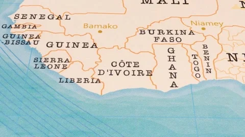 A Rotating Map Centered on Cote Divoire. Stock Footage 243474550