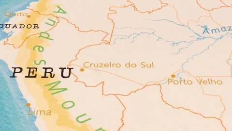 A Rotating Map Centered on Cruzeiro do Sul. Stock Footage 243474547