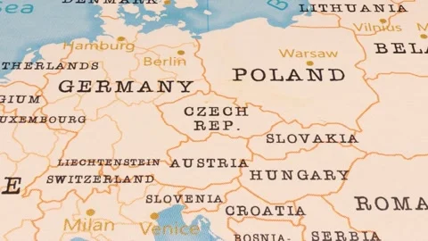 A Rotating Map Centered on Czech Republic. Stock Footage 243474619