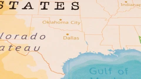 A Rotating Map Centered on Dallas. Stock Footage 243474631