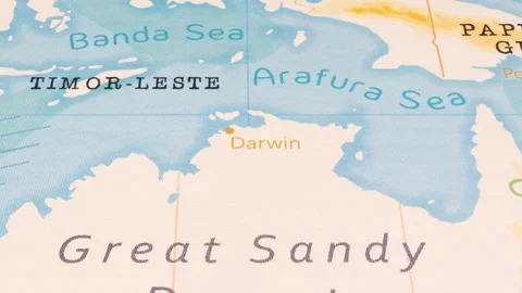 A Rotating Map Centered on Darwin. Stock Footage 243474629