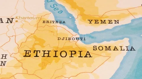 A Rotating Map Centered on Djibouti. Stock Footage 243474678