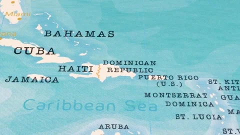 A Rotating Map Centered on Dominican Republic. Stock Footage 243474685