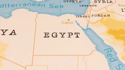 A Rotating Map Centered on Egypt. Stock Footage 243474718