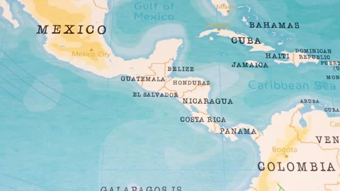 A Rotating Map Centered on El Salvador, Honduras. Stock Footage 243444132