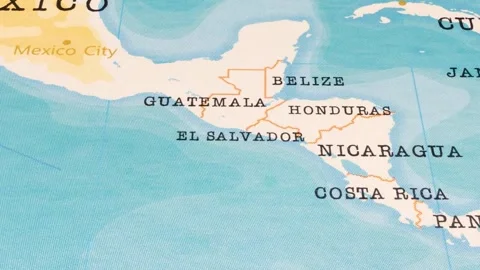 A Rotating Map Centered on El Salvador. Stock Footage 243474730