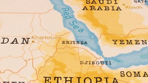 A Rotating Map Centered on Eritrea. 스톡 동영상 243474780