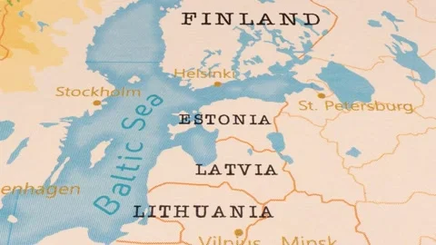 A Rotating Map Centered on Estonia. 스톡 동영상 243474779