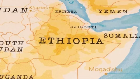 A Rotating Map Centered on Ethiopia. Stock Footage 243474819