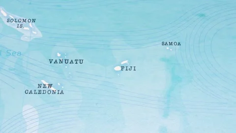 A Rotating Map Centered on Fiji. Stock Footage 243444227