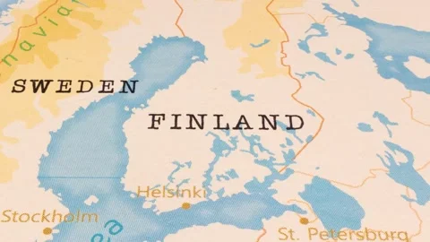 A Rotating Map Centered on Finland. 스톡 동영상 243474842