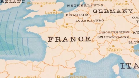 A Rotating Map Centered on France. Stock Footage 243474848