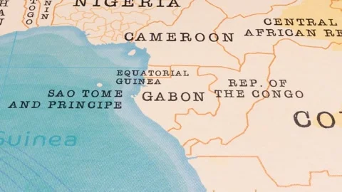 A Rotating Map Centered on Gabon. Stock Footage 243474886