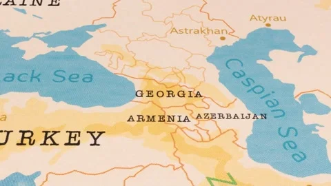 A Rotating Map Centered on Georgia. Stock Footage 243474967