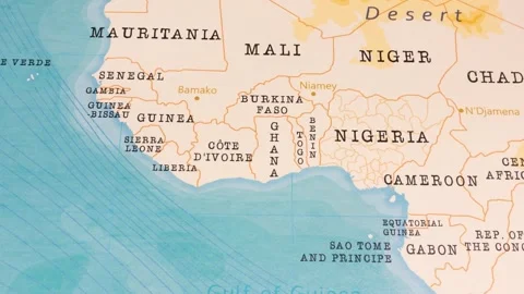 A Rotating Map Centered on Ghana. Stock Footage 243447479