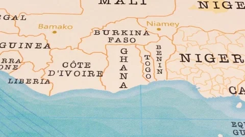 A Rotating Map Centered on Ghana. Stock Footage 243474974