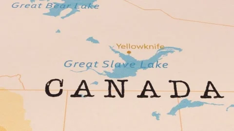 A Rotating Map Centered on Great Slave Lake. Stock Footage 243474969