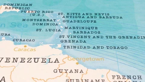 A Rotating Map Centered on Grenada. Stock Footage 243474983