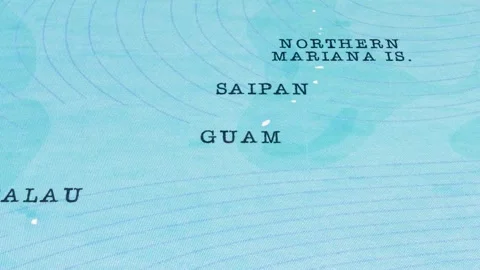 A Rotating Map Centered on Guam. Stock Footage 243475003