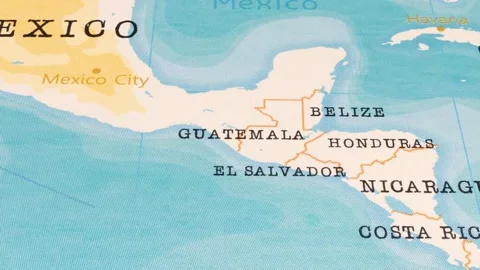 A Rotating Map Centered on Guatemala. Stock Footage 243475049
