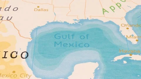 A Rotating Map Centered on Gulf of Mexico. Stock Footage 243475052