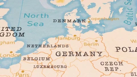 A Rotating Map Centered on Hamburg. Stock Footage 243475129